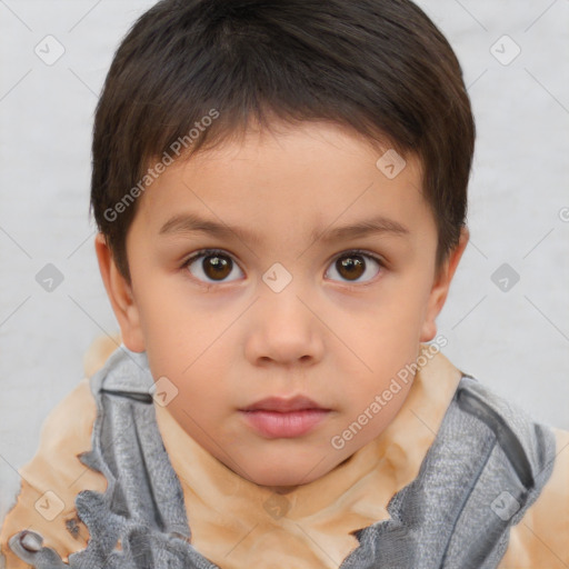 Neutral white child male with short  brown hair and brown eyes