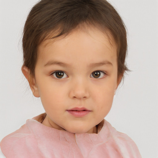 Neutral white child female with short  brown hair and brown eyes