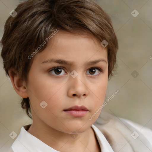 Neutral white child female with short  brown hair and brown eyes