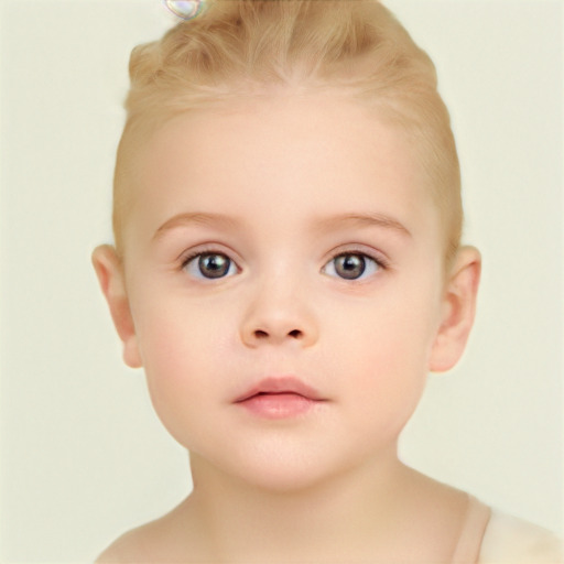 Neutral white child female with short  brown hair and blue eyes