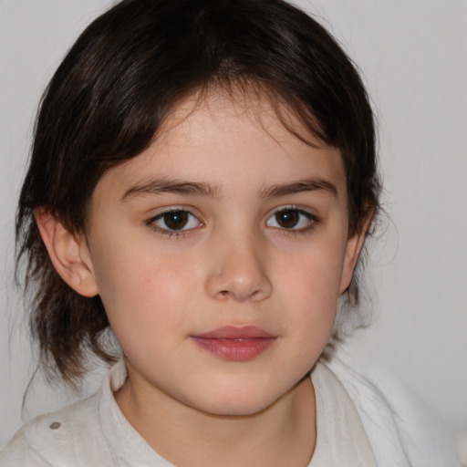 Neutral white child female with medium  brown hair and brown eyes