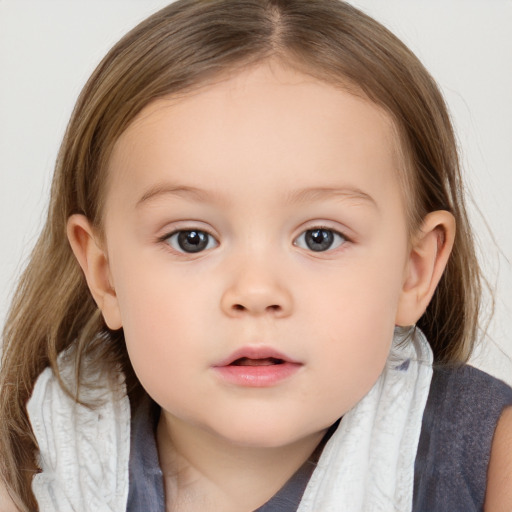 Neutral white child female with medium  brown hair and brown eyes