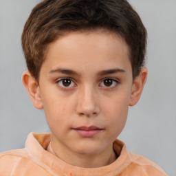 Neutral white child male with short  brown hair and brown eyes