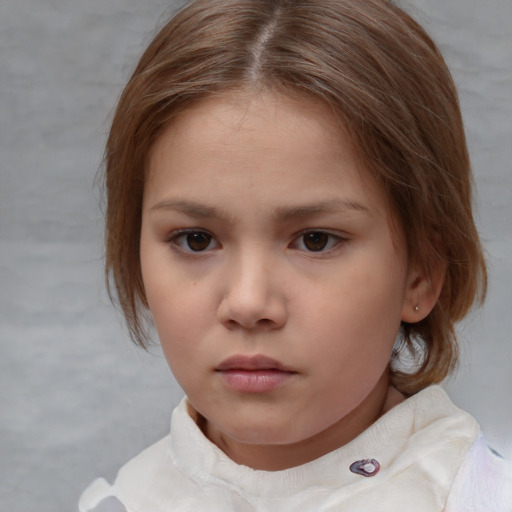 Neutral white child female with medium  brown hair and brown eyes