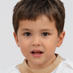 Neutral white child male with short  brown hair and brown eyes