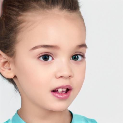 Neutral white child female with short  brown hair and brown eyes