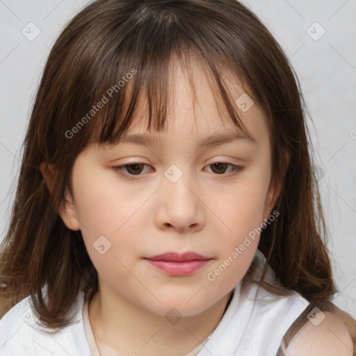 Neutral white child female with medium  brown hair and brown eyes