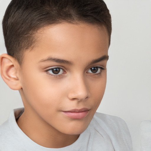 Neutral white child female with short  brown hair and brown eyes