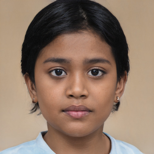 Neutral asian young-adult female with short  black hair and brown eyes