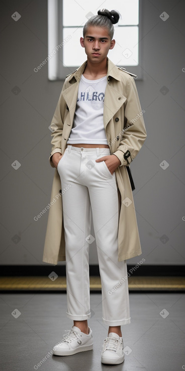 Colombian teenager boy with  white hair