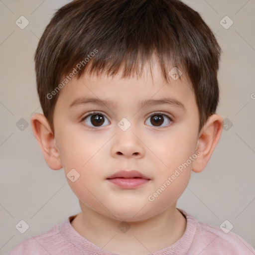 Neutral white child male with short  brown hair and brown eyes