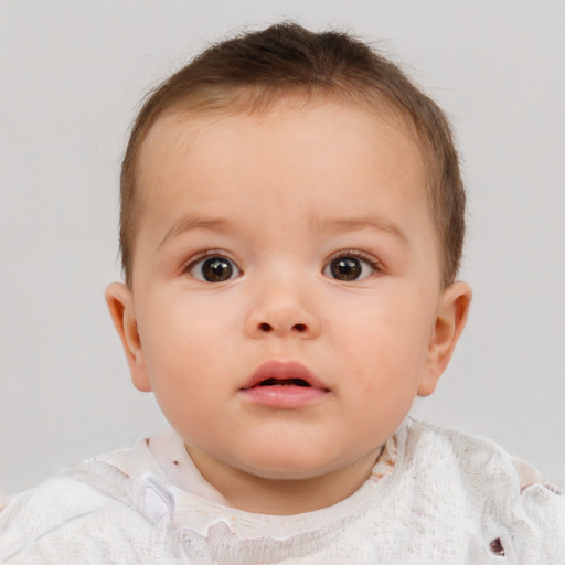 Neutral white child female with short  brown hair and brown eyes