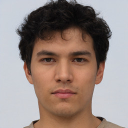 Neutral asian young-adult male with short  brown hair and brown eyes