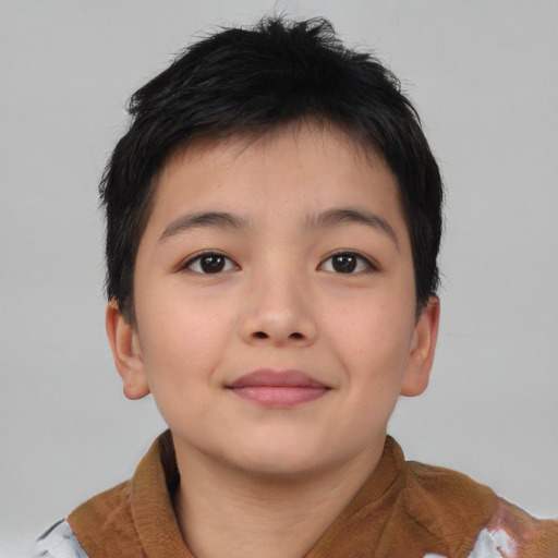 Neutral asian young-adult female with short  brown hair and brown eyes