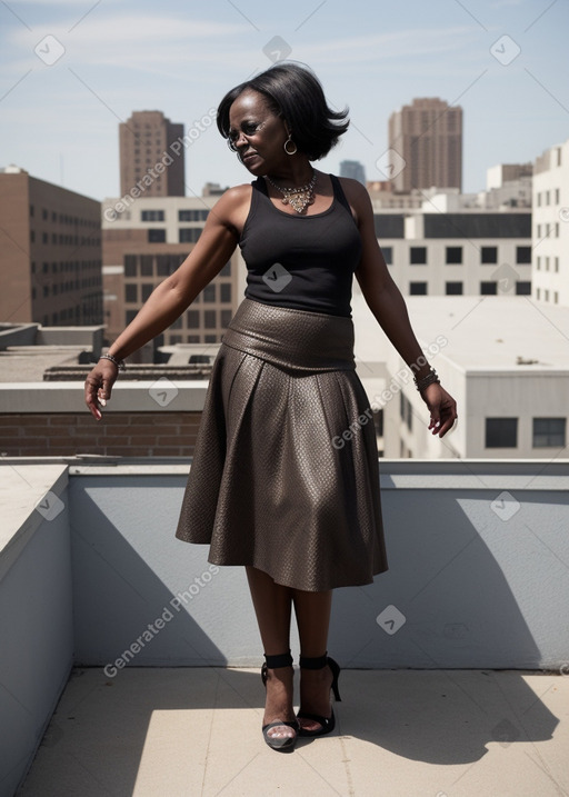 African american elderly female with  brown hair