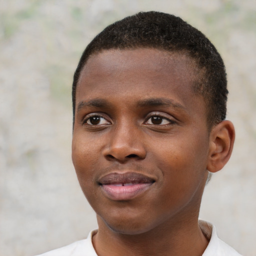 Neutral black young-adult male with short  brown hair and brown eyes