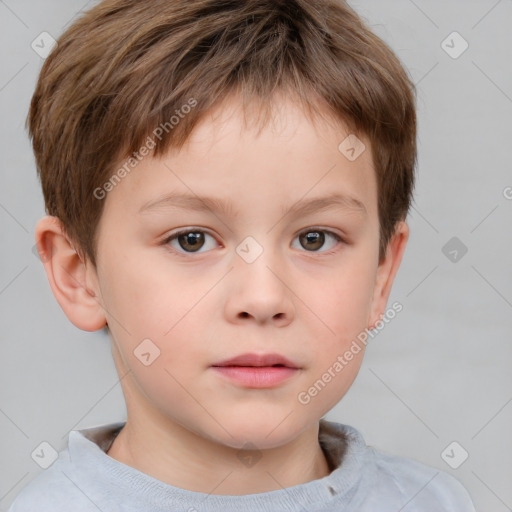 Neutral white child male with short  brown hair and brown eyes