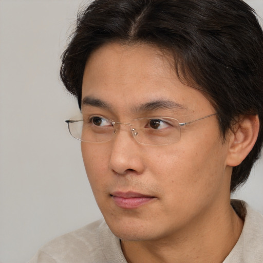 Neutral white young-adult male with medium  brown hair and brown eyes