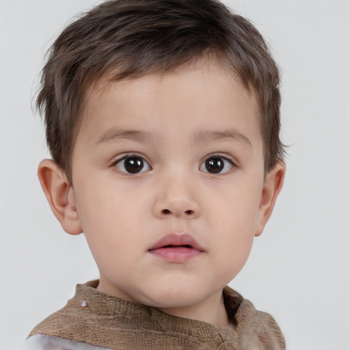 Neutral white child male with short  brown hair and brown eyes