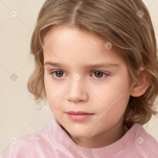 Neutral white child female with medium  brown hair and brown eyes