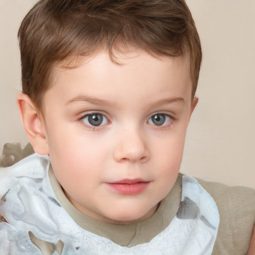 Neutral white child male with short  brown hair and brown eyes