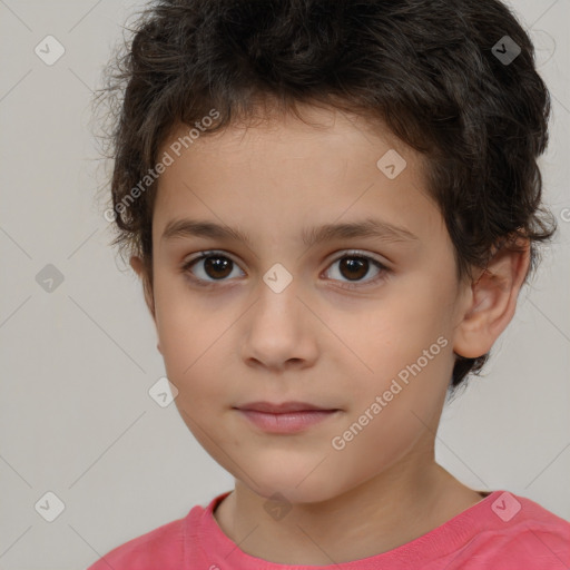 Neutral white child male with short  brown hair and brown eyes