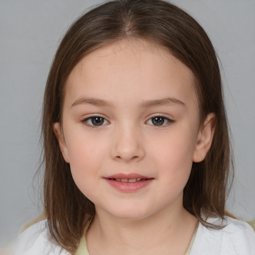 Neutral white child female with medium  brown hair and brown eyes