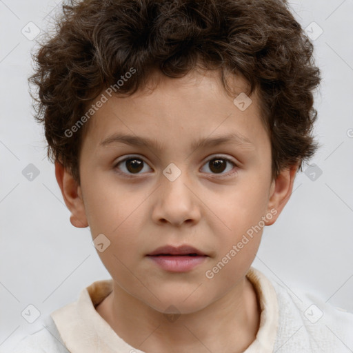 Neutral white child male with short  brown hair and brown eyes