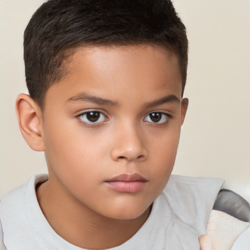 Neutral white child male with short  brown hair and brown eyes