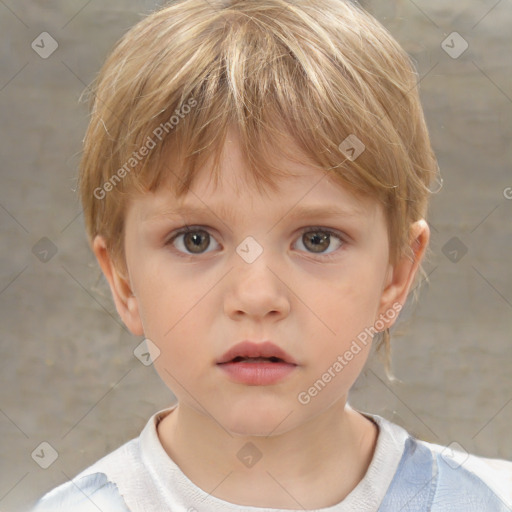 Neutral white child female with short  brown hair and brown eyes