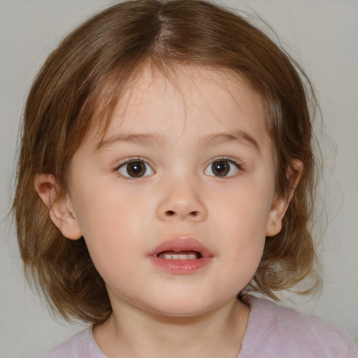 Neutral white child female with medium  brown hair and brown eyes