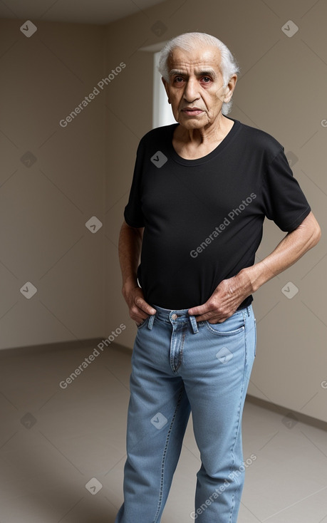 Arab elderly male with  black hair