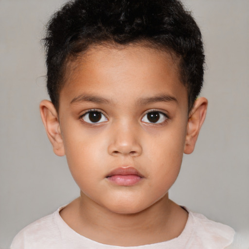 Neutral latino child male with short  brown hair and brown eyes