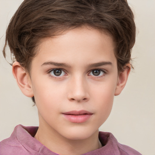 Neutral white child male with short  brown hair and brown eyes