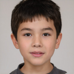 Neutral white child male with short  brown hair and brown eyes