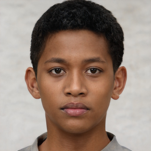 Neutral latino child male with short  brown hair and brown eyes