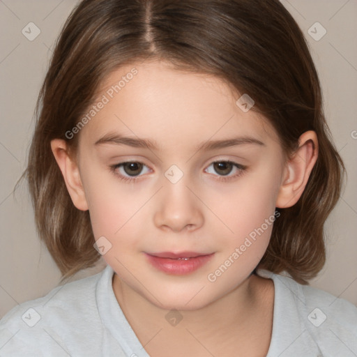 Neutral white child female with medium  brown hair and brown eyes