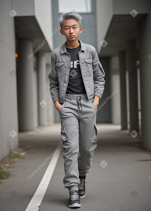 Teenager boy with  gray hair