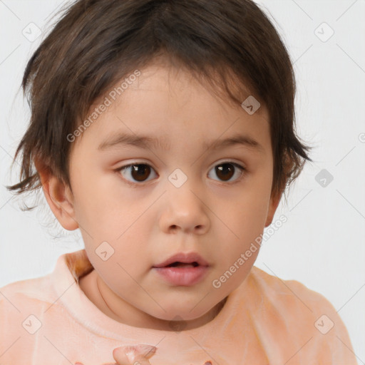 Neutral white child female with medium  brown hair and brown eyes