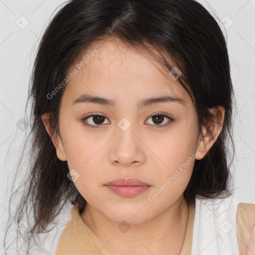 Neutral asian young-adult female with medium  brown hair and brown eyes