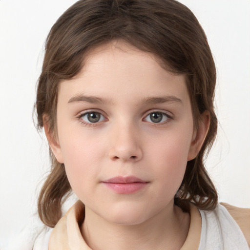 Neutral white child female with medium  brown hair and brown eyes