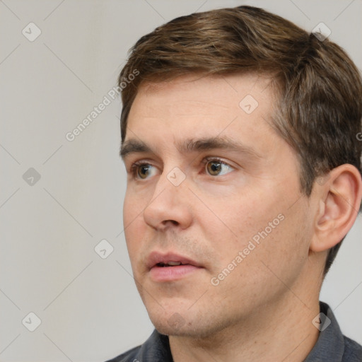 Neutral white adult male with short  brown hair and brown eyes