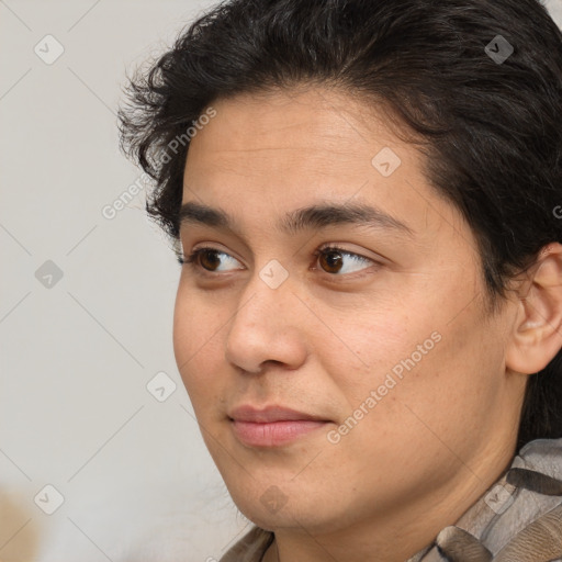 Neutral white young-adult male with medium  brown hair and brown eyes