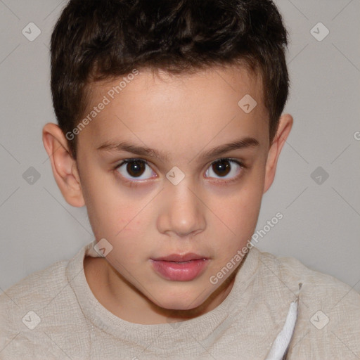 Neutral white child male with short  brown hair and brown eyes