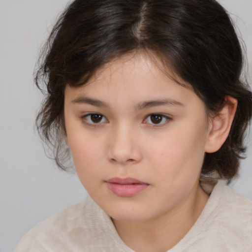 Neutral white child female with medium  brown hair and brown eyes
