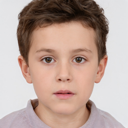 Neutral white child male with short  brown hair and brown eyes