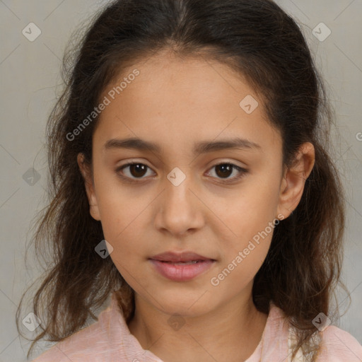 Neutral white child female with medium  brown hair and brown eyes