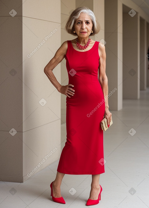 Arab elderly female with  brown hair