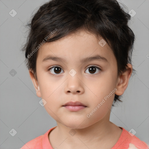 Neutral white child male with short  brown hair and brown eyes