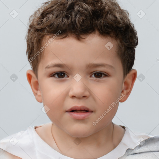 Neutral white child male with short  brown hair and brown eyes